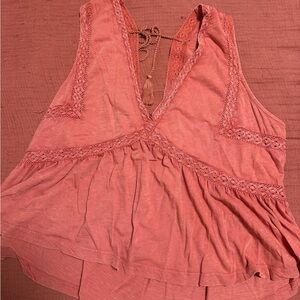 Lucky Brand Terracotta Lace Trim Tank Top